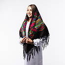 Українська хустка з тороками 120х120см Чорна, фото 4