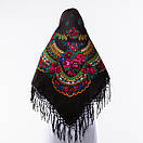 Українська хустка з тороками 120х120см Чорна, фото 3