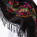 Українська хустка з тороками 120х120см Чорна, фото 5