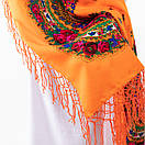 Українська хустка з тороками 120х120см Помаранчева, фото 3