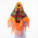 Українська хустка з тороками 120х120см Помаранчева, фото 2