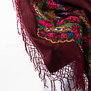 Українська хустка з тороками 120х120см Бордова, фото 5