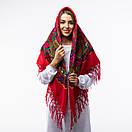 Українська хустка з тороками 120х120см Червона, фото 2