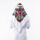 Українська хустка з тороками 120х120см Біла, фото 4