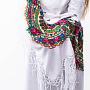 Українська хустка з тороками 120х120см Біла, фото 5