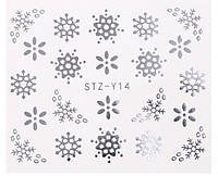 Слайдер-дизайн водные наклейки для ногтей новогодние серебро STZ-Y14