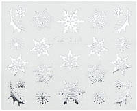 Слайдер-дизайн водные наклейки для ногтей новогодние серебро STZ-Y13