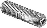 Перехідник аудіо Jack 3.5mm 3pin F/F Delock (70.06.5547) D=9.6mm AUX Zinc