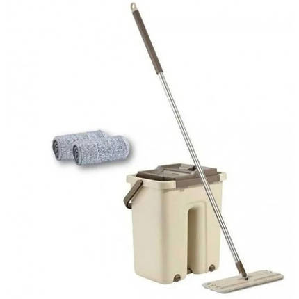 Швабра з відром і автоматичним віджимом HLV Scratch Cleaning Mop 00081 Beige, фото 2