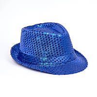 Шляпа Диско с пайетками синяя объем головы 54-58 см.