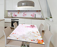 Наклейка 3Д виниловая на стол Zatarga «Розовые Цветы Вишни» 600х1200 мм для домов, квартир, столов,