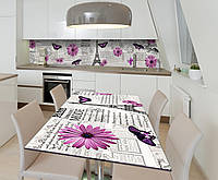 Наклейка 3Д виниловая на стол Zatarga «Париж и Герберы» 600х1200 мм для домов, квартир, столов, кофейн,