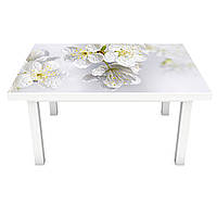 Наклейка 3Д виниловая на стол Zatarga «Белые Цветы Вишни» 600х1200 мм для домов, квартир, столов,