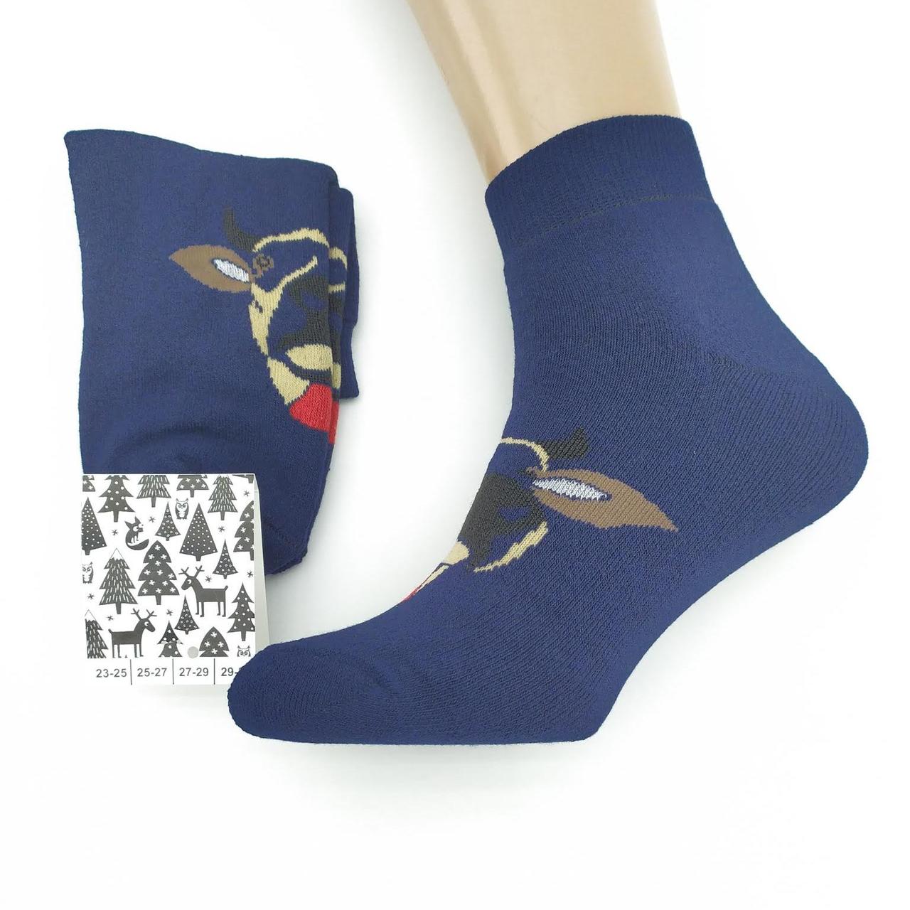 Шкарпетки чоловічі махрові "Новий рік" середні GRAND, р27-29, темно-сині, 20031725, фото 1