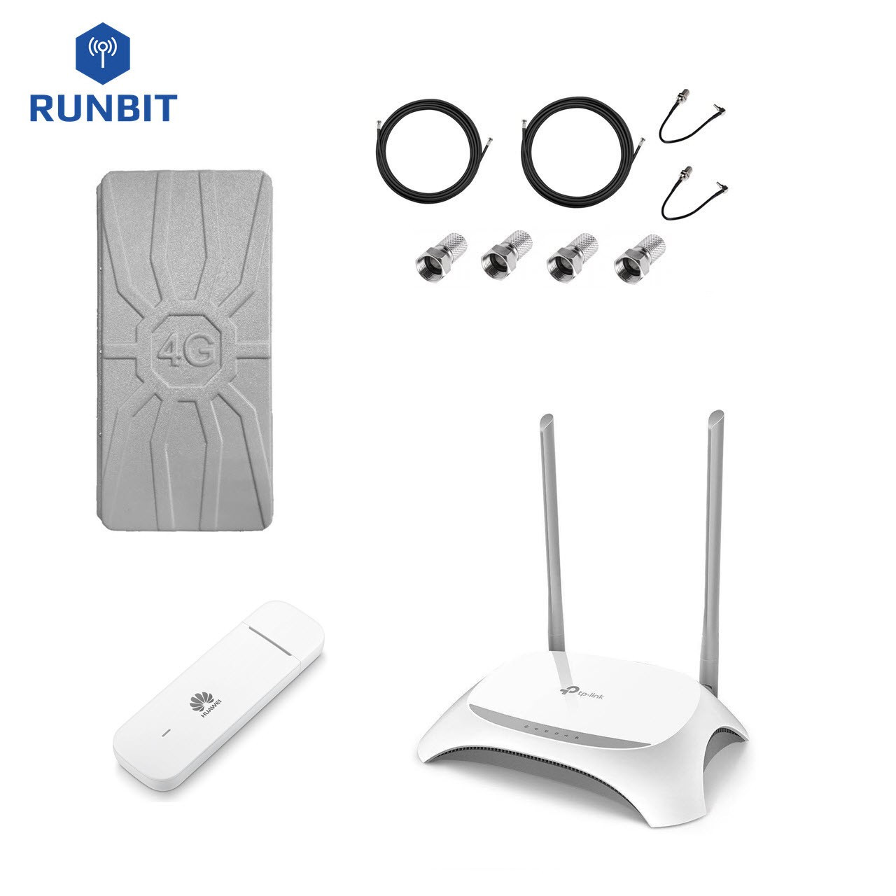 Комплект для інтернету 4G/3G роутер TP-Link TL-WR842N + модем Huawei E3372 + антена RunBit Spider