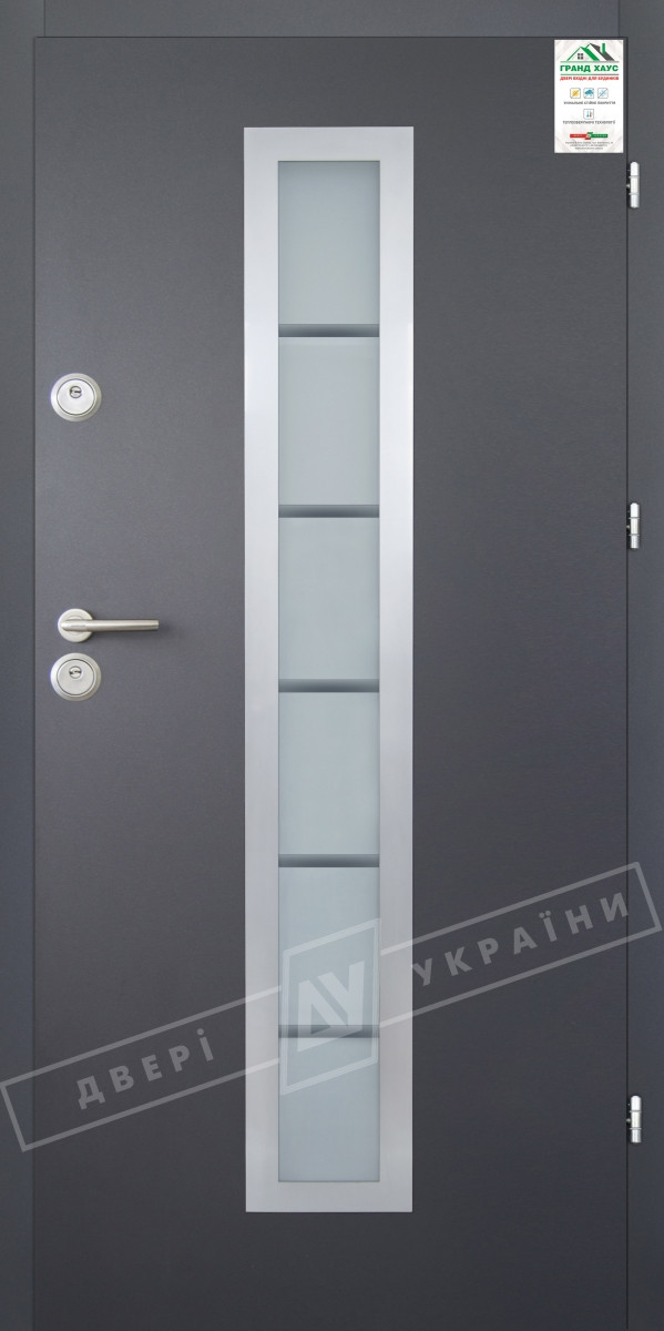 Двері вхідні вуличні серії "GRAND HOUSE 56 mm" / Модель №1 / колір: Графіт металік муар