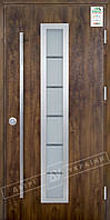 Двері вхідні вуличні серії "GRAND HOUSE 73 mm" / Модель No1 / колір: Темний горіх / Ручка — скоба