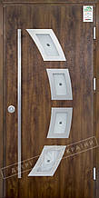 Двері вхідні вуличні серії "GRAND HOUSE 73 mm" / Модель №5 / колір: Темний горіх / Ручка - скоба