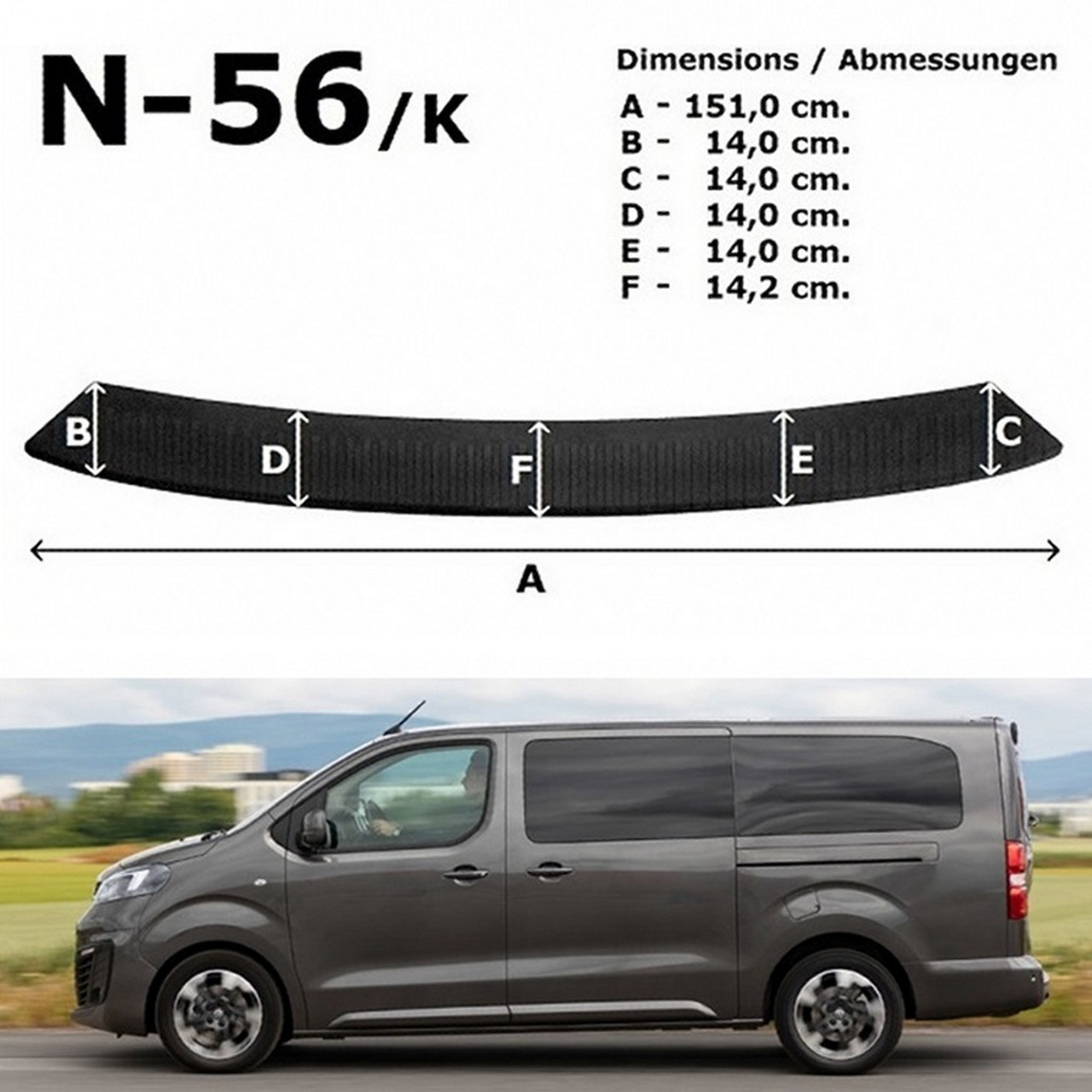 Пластикова накладка заднього бампера для Opel Zafira Life L3 5.3m (з 1 задніми дверима) 2019+