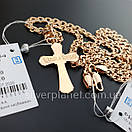 Позолочений срібний ланцюжок і хрестик. Ланцюг бісмарк і кулон. 50 см, фото 6