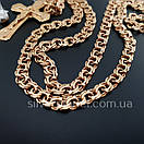 Позолочена срібна цепочка і хрестик. Ланцюжок бісмарк і кулон. 55 см, фото 7