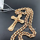 Позолочена срібна цепочка і хрестик. Ланцюжок бісмарк і кулон. 55 см, фото 10