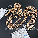 Позолочений срібний ланцюжок і хрестик. Ланцюг бісмарк і кулон. 50 см, фото 7