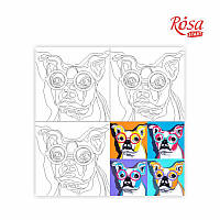 Полотно на картоні з контуром, «Pop Art Dog», 30*30, бавовна, акрил ROSA START