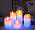 Світлодіодна свічка RGB 75х125мм, з пультом, 1 шт, харчування 3хААА, парафін, фото 7