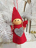 Текстильна підвіска "Ангелок" h-9см 30/24 (ціна за 1 шт. + 6 грн.), фото 2