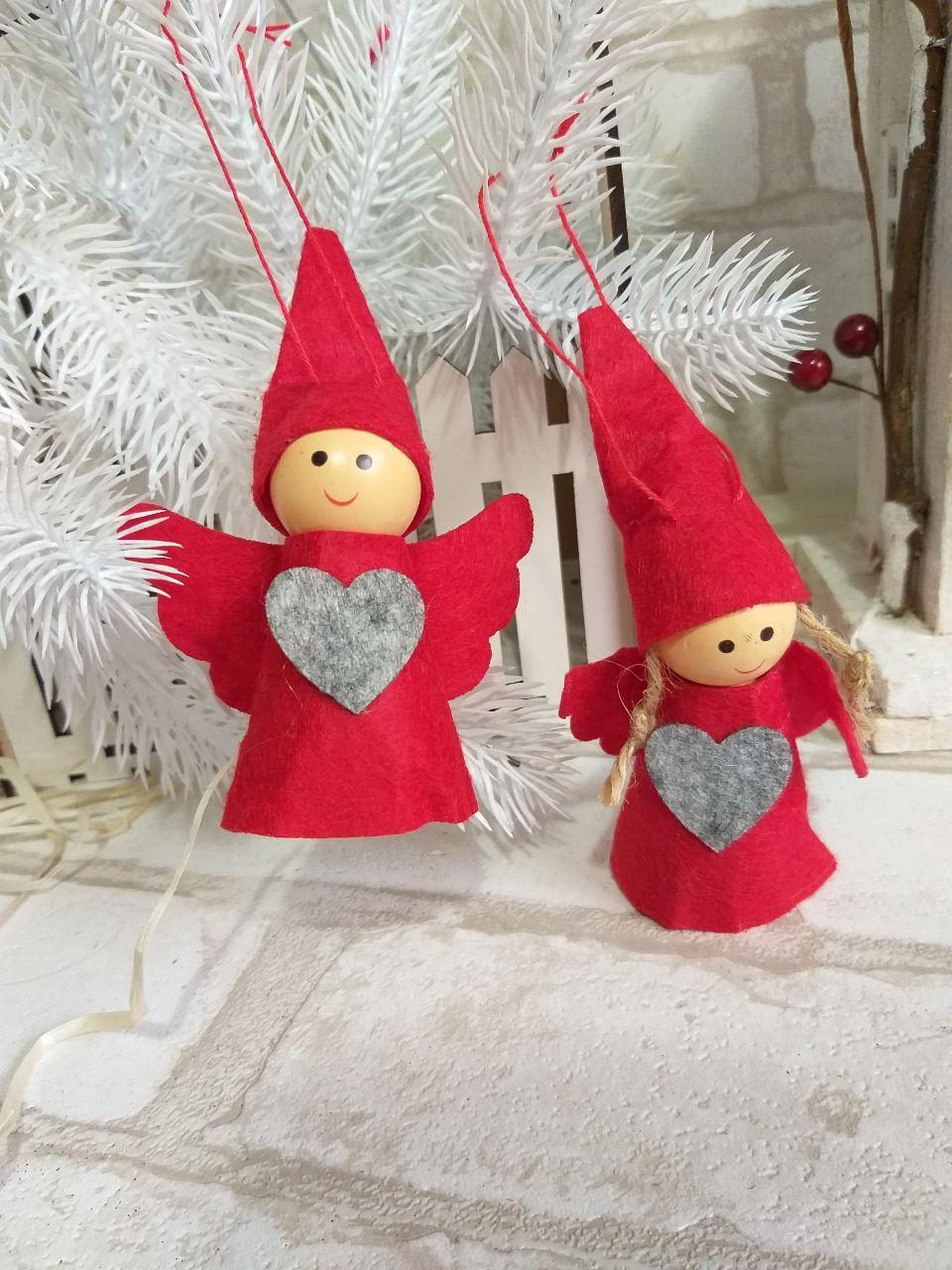 Текстильна підвіска "Ангелок" h-9см 30/24 (ціна за 1 шт. + 6 грн.), фото 1