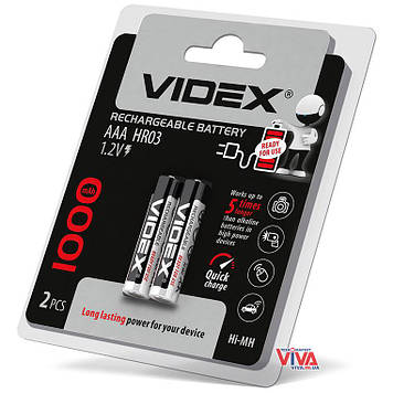Акумулятори Videx AAA 1000 mAh (HR03, Ni-MH)