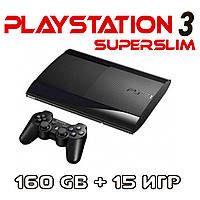 Playstation 3 (PS 3 SuperSlim) на 160гб, Прошитая, Отличное состояние, Гарантия, Магазин