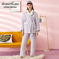 Женская пижама теплая плюшевая с длинным рукавом. Теплая пижама для дома сна, р. M (голубой)