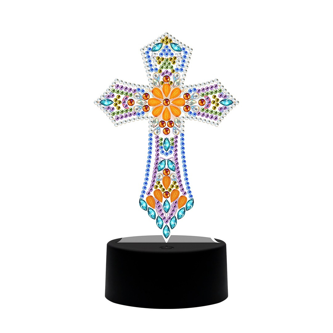 Набір для творчості Crystal art світлодіодний світильник з алмазною мозаїкою Хрест (MI_DP03)