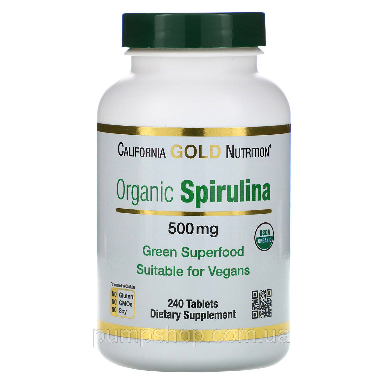 Спіруліна органічна California Gold Nutrition Organic Spirulina 500 мг 240 таб.