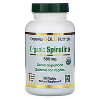 Спирулина органическая California Gold Nutrition Organic Spirulina 500 мг 240 таб.