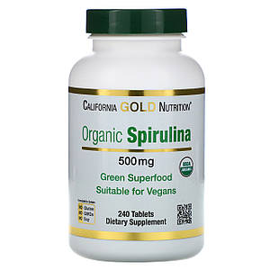 Спіруліна органічна California Gold Nutrition Organic Spirulina 500 мг 240 таб.