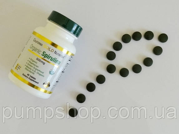 Спіруліна органічна California Gold Nutrition Organic Spirulina 500 мг 240 таб., фото 2