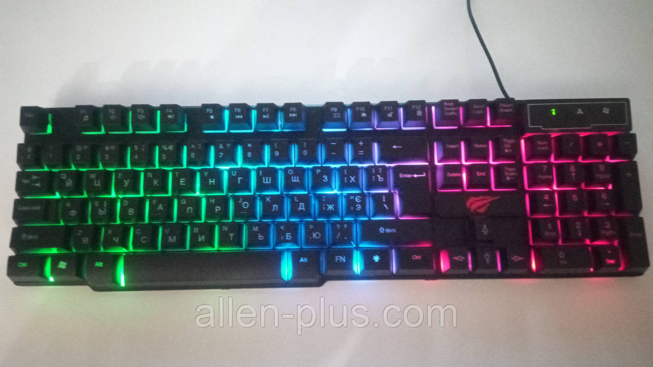 Клавіатура з кольоровою підсвіткою HAVIT HV-KB504L, конструкція SKELETON, USB Black