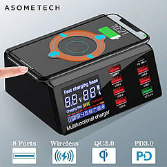 Зарядний пристрій Asometech Х9 USB Hub з 9 каналами заряджання