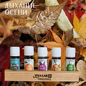 Набір ефірних олій "Дихання ОСЕНІ" +дискісна карта на 23% Вівасан + дерев'яна підставка
