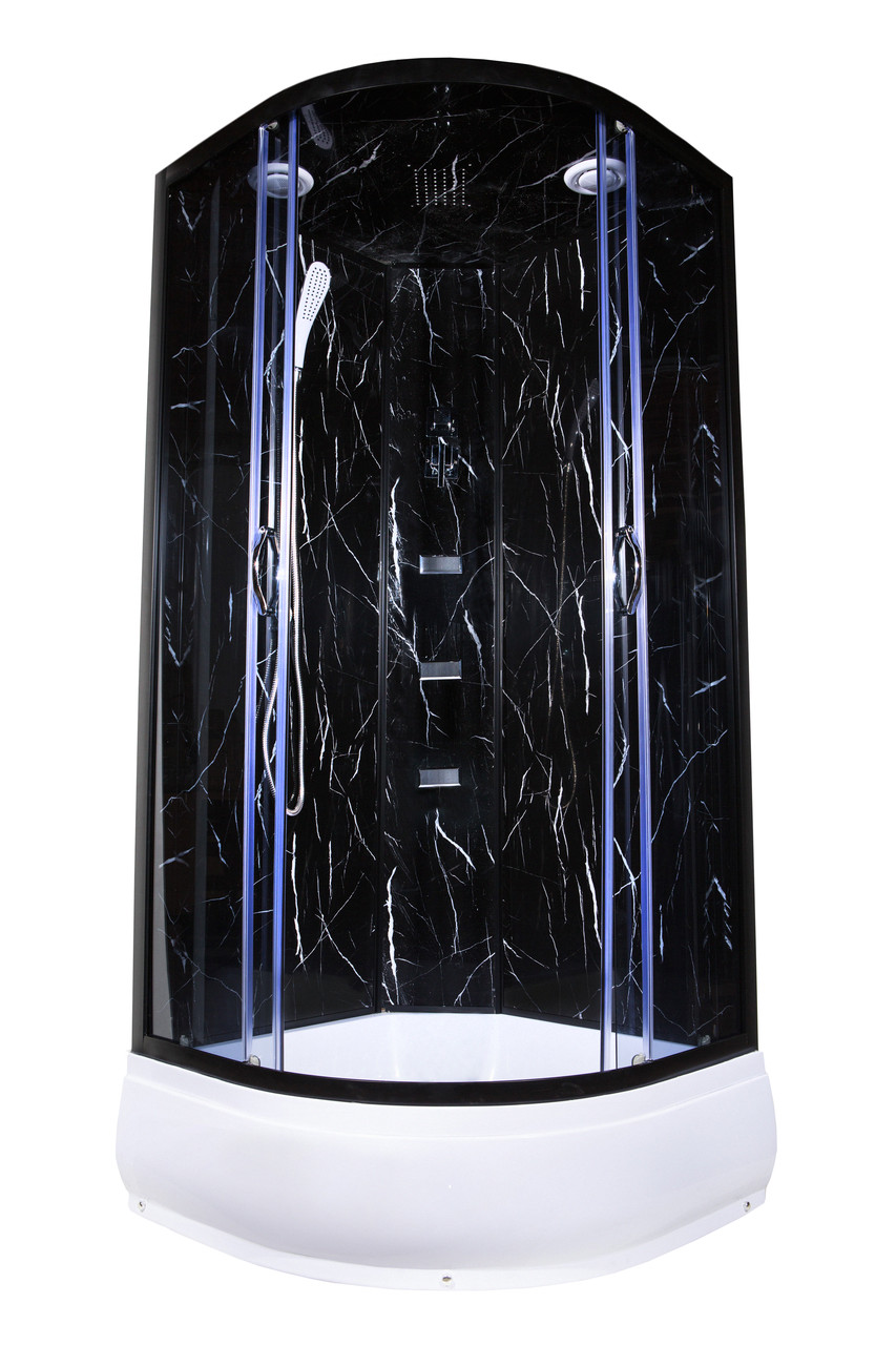 Душовий бокс TKF 90-30 BP Чорний онікс BG 90х90 середній піддон, фото 1