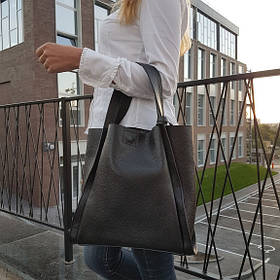 Сумка "ДОЛЬЧЕ" натуральна шкіра, чорний флотар