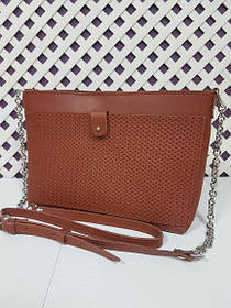 Сумка жіноча "Демі" натуральна шкіра, гончарна глина з плетінкою