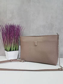 Сумка жіноча "Демі" натуральна шкіра,колір латте з плетінкою