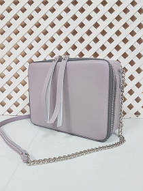 Сумка жіноча "КВАДРО" натуральна шкіра, світло-бузкова матова гладка