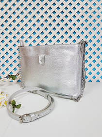 Сумка жіноча "Демі" натуральна шкіра, срібний флотар