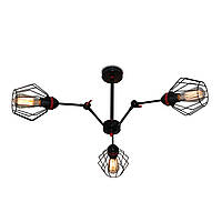 Люстра на 3 металлические корзины в стиле лофт в кухню, спальню 20333-2 серии "Альфа"