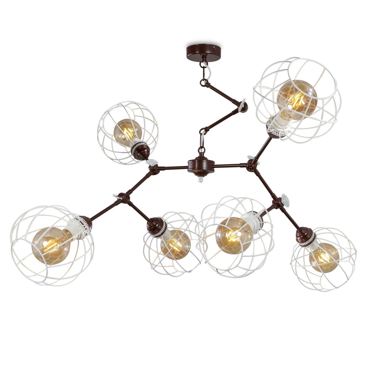 Люстра трансформер коричнева з металевими плафонами у стилі лофт, фото 1